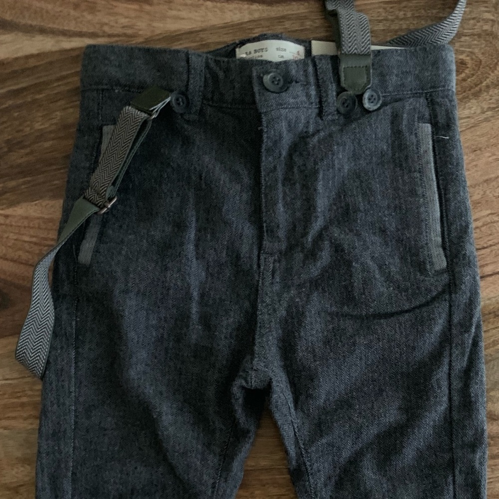 Zara Boys herringbone trousers w/ suspenders